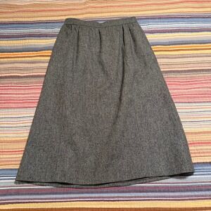 The Villager Vintage Wool Blend A-Line Midi Skirt Heather Grey Pockets Womens 12